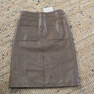 Universal Thread]Taupe Faux Leather Pencil Skirt with Front Patch Pockets